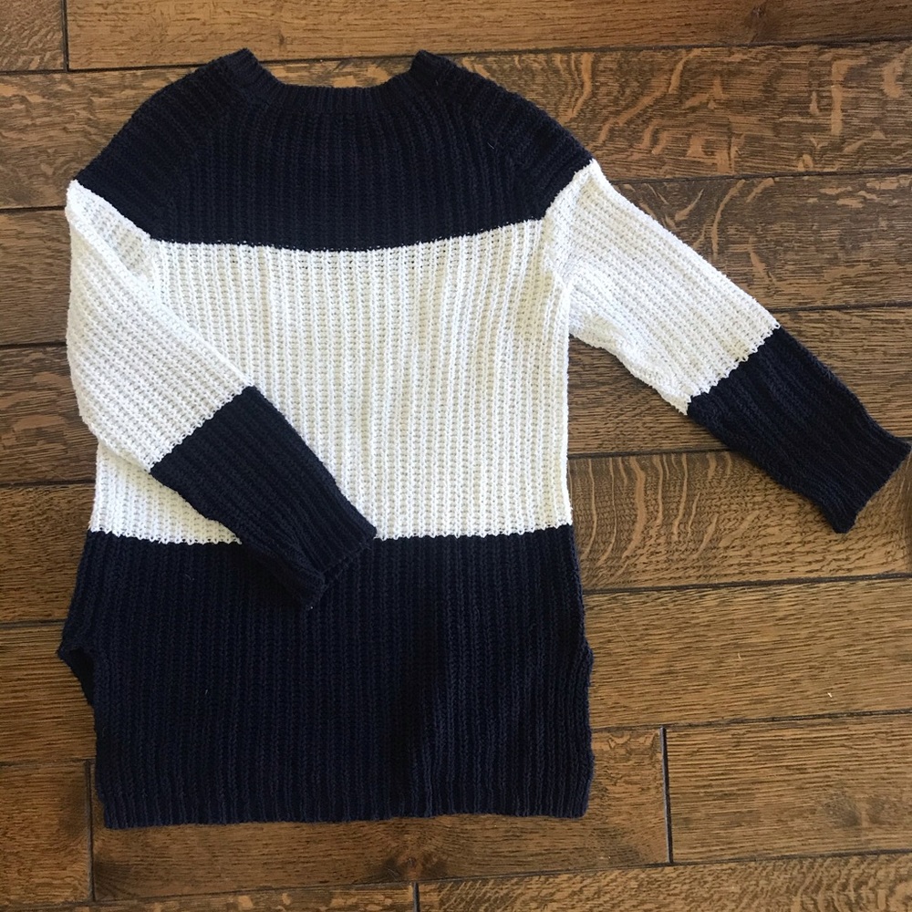 J. Crew Navy and White Colorblock Sweater